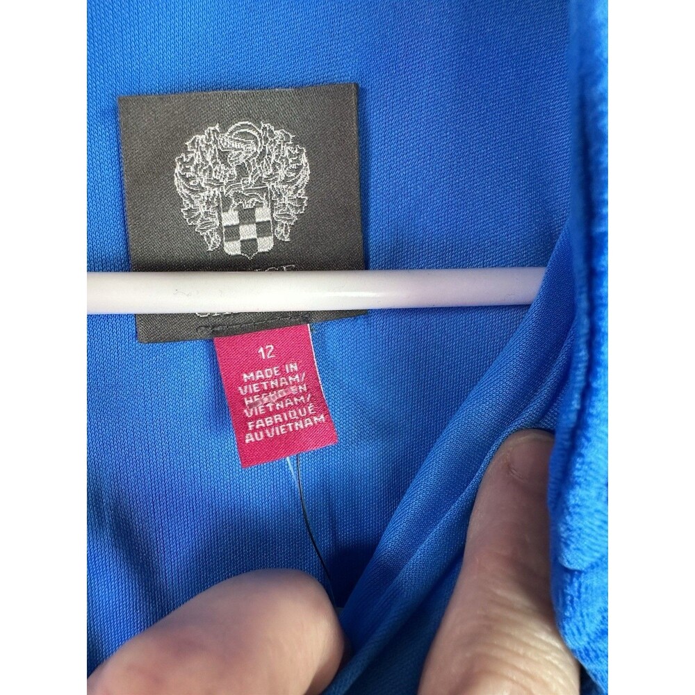 NWT Vince Camuto Sheath Dress Size 12 Vibrant Blue/White Retro Embroidered - Picture 3 of 6